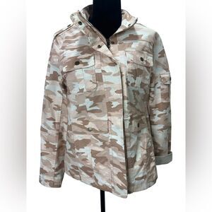 Harper Liv Pink and White Camo Utility Jacket Jacket L